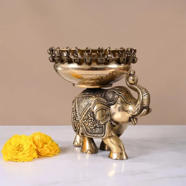 Elephant Brass Diya Holder